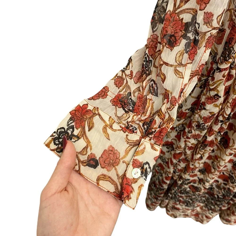 Free People See It Through Floral Long Sleeve Maxi Dress Size Medium - Picture 6 of 10